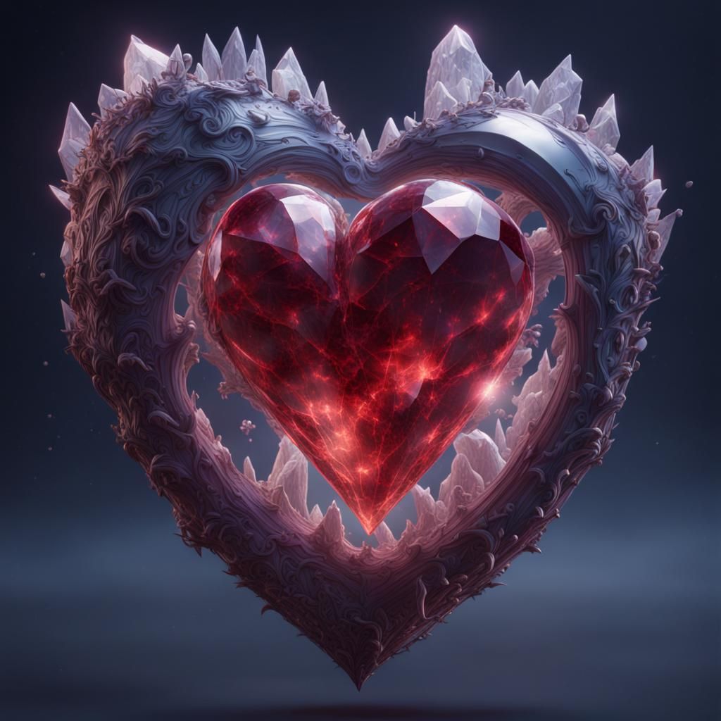 Fantastical Crystal Heart in Detailed Matte Painting