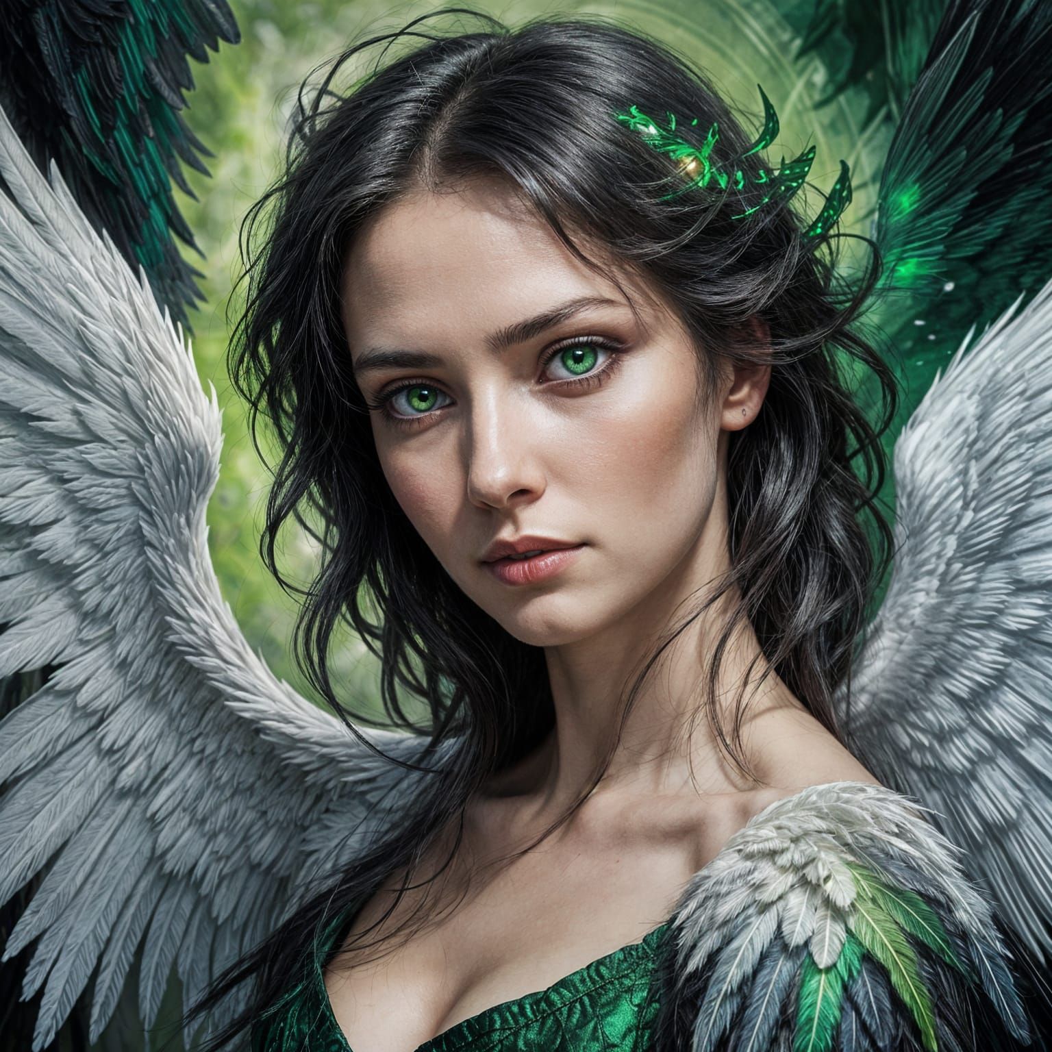 Gothic Female Angel with Black Wings
