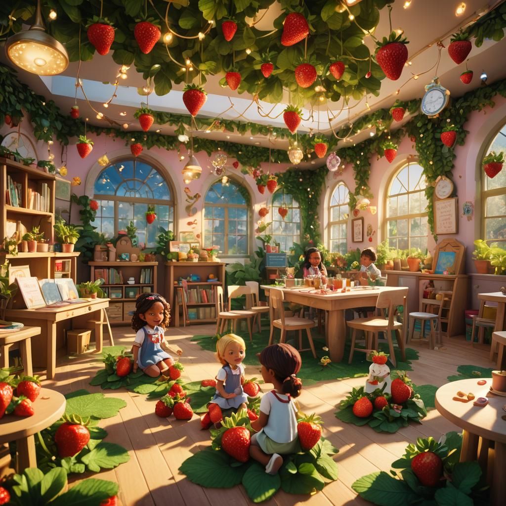 Whimsical Strawberry Shortcake Classroom in Fantasy Style