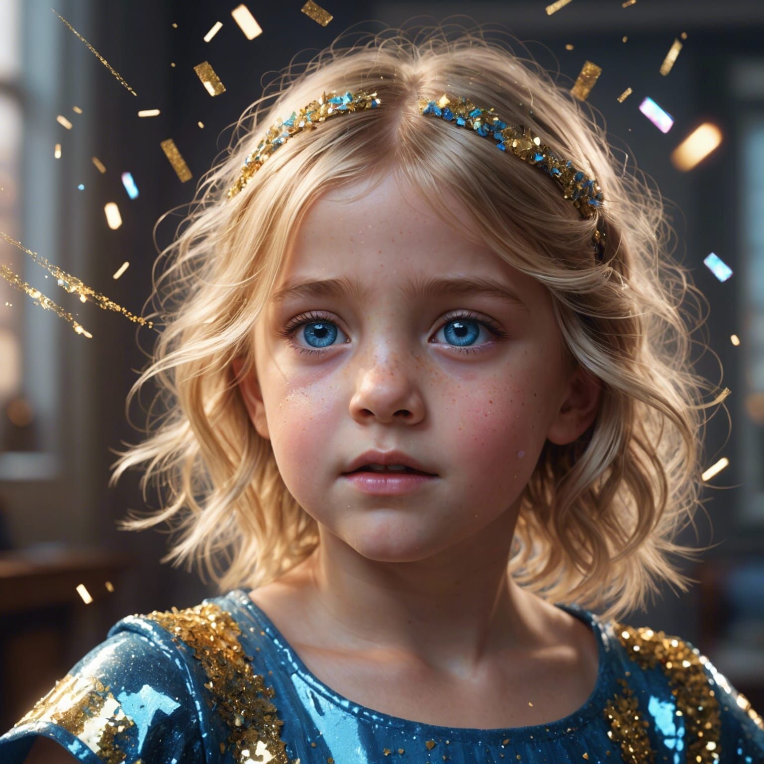 Glitter Explosion Portrait in Dynamic Lighting