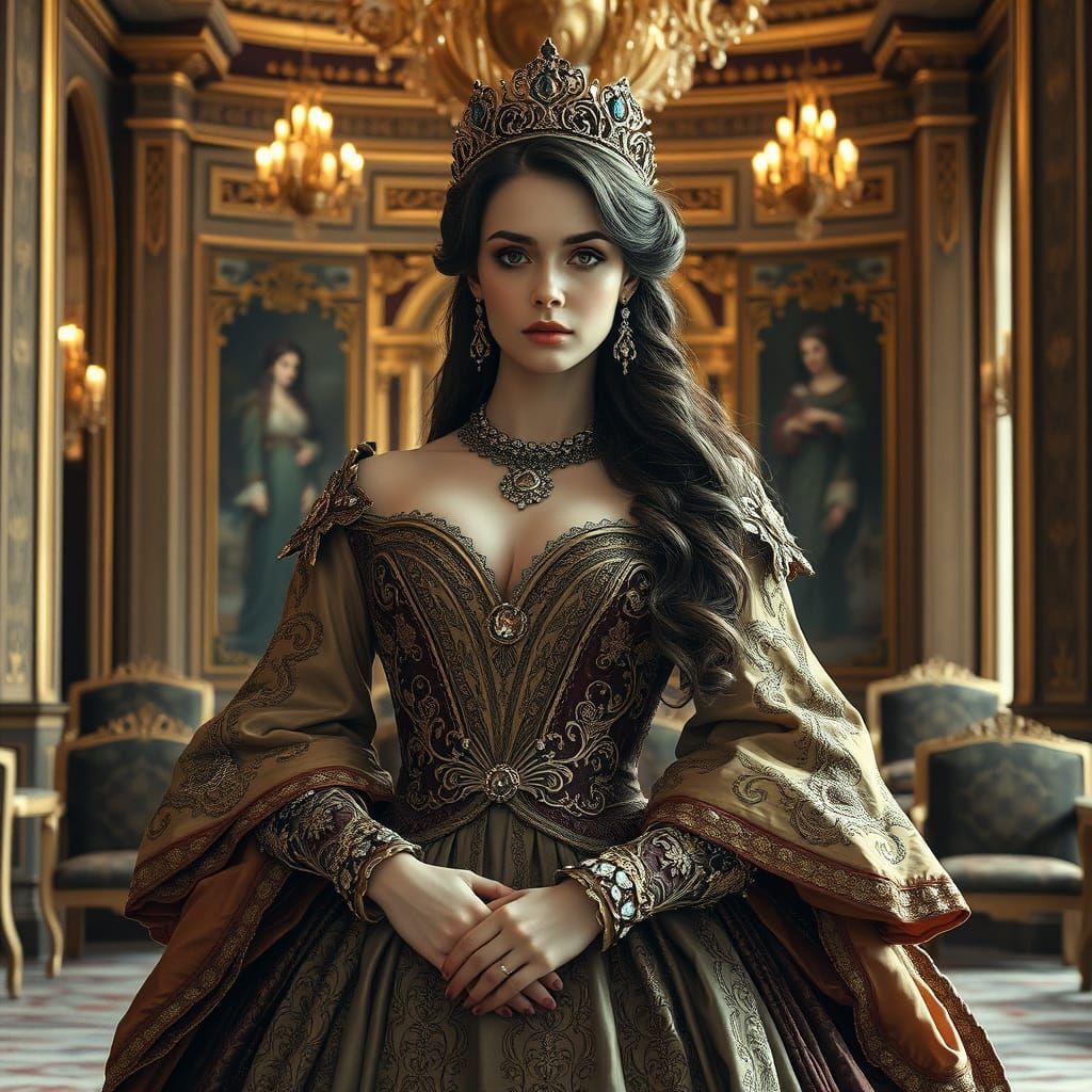 Elegant Regal Woman in Opulent Setting