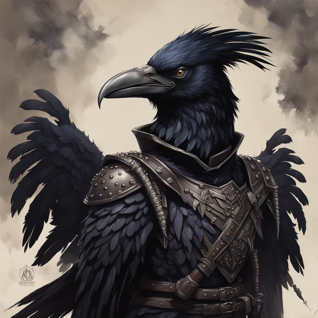 Sinister Raven Rogue Portrait in D&D Style