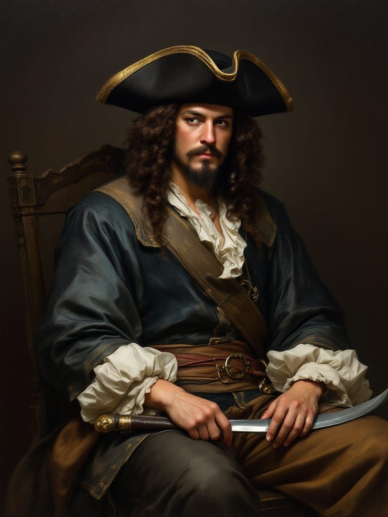 Blackbeard Portrait in Dutch Golden Age Style