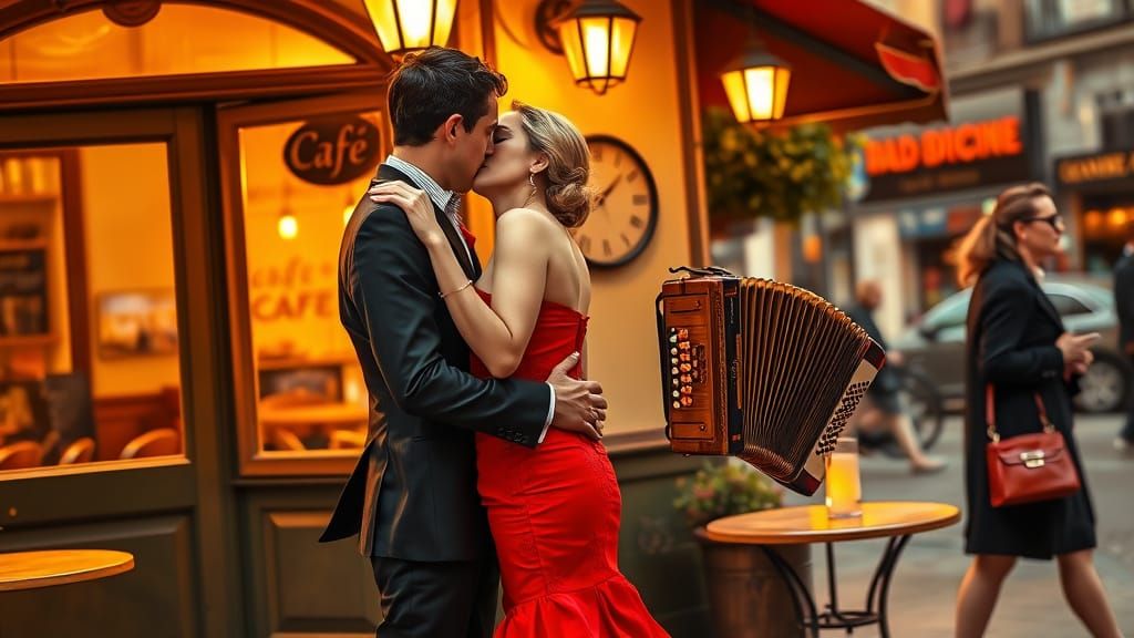 Love in Bloom: A Charming Café Kiss