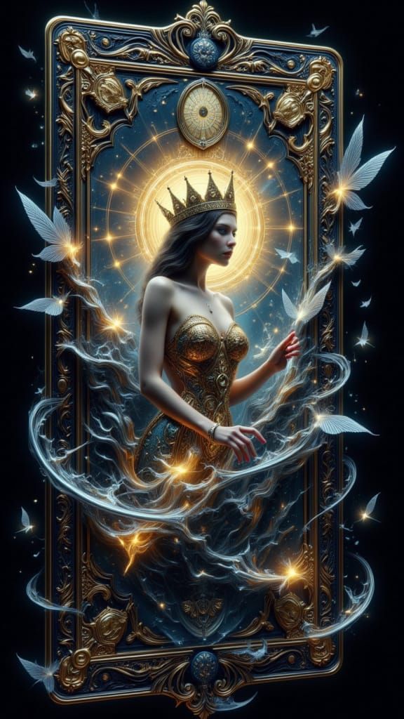 Queen of Clubs Card Magic in Cell-Shaded Style