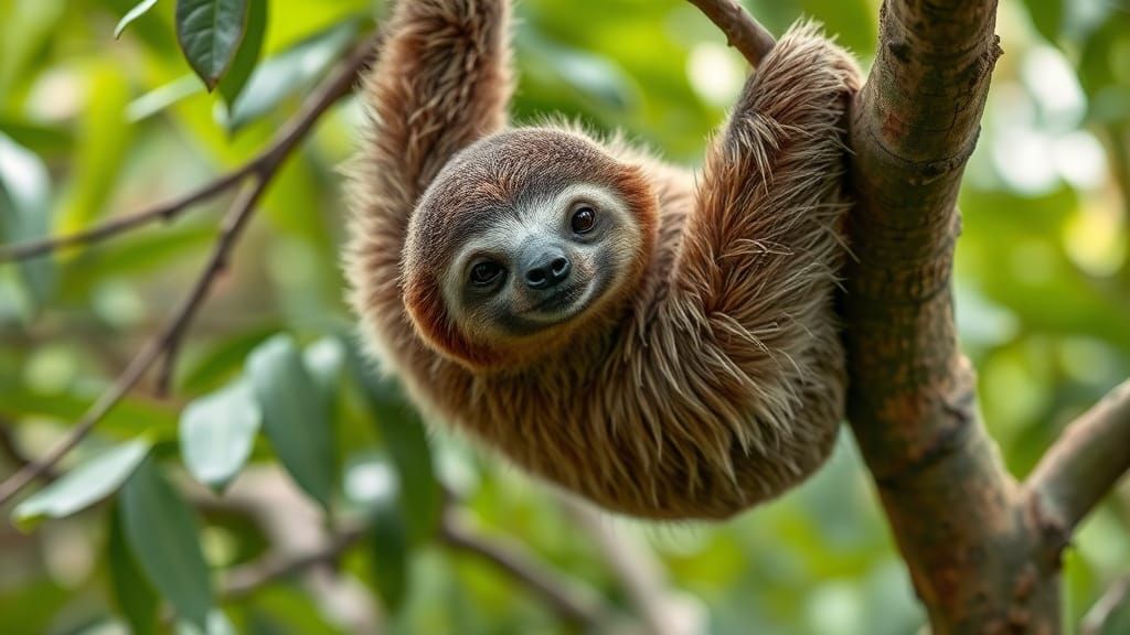 Linnaeus's Two-Toed Sloth Portrait in South America