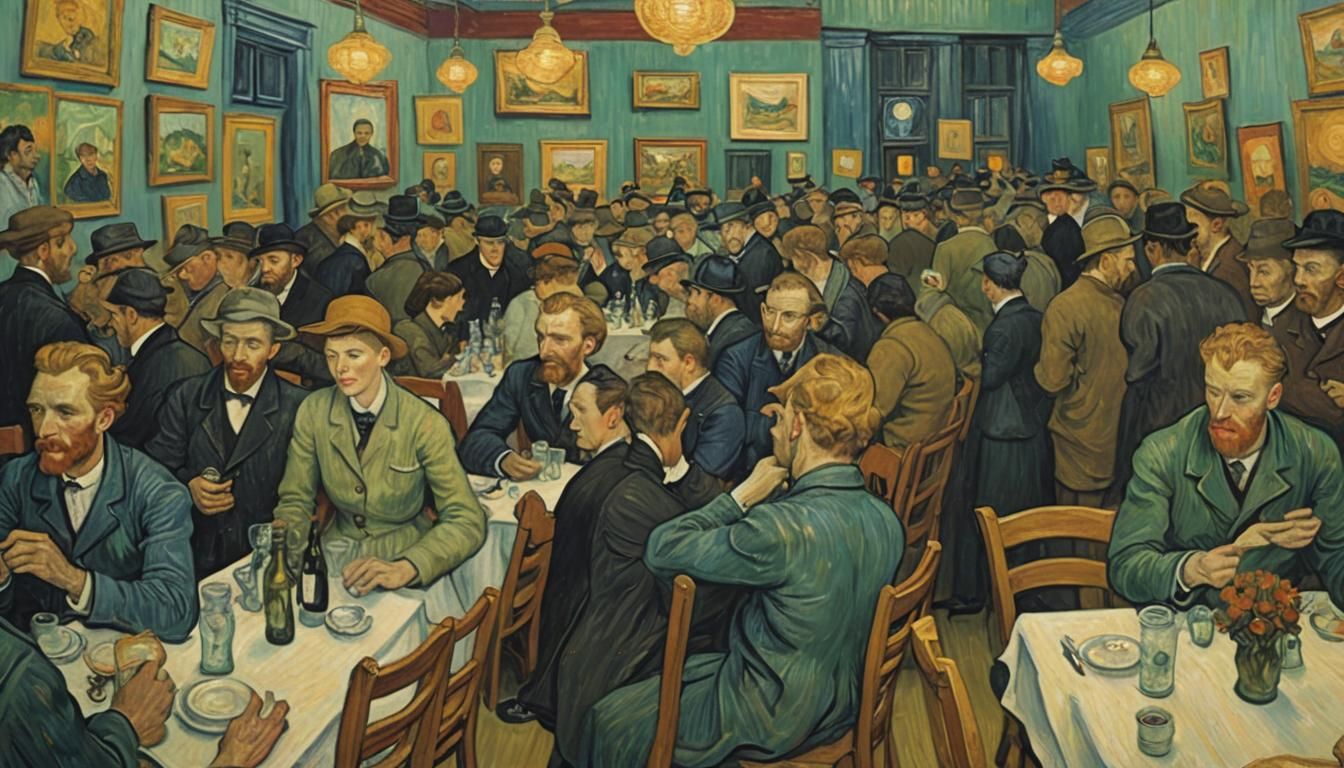 NYC Art Gallery Opening in Van Gogh Style