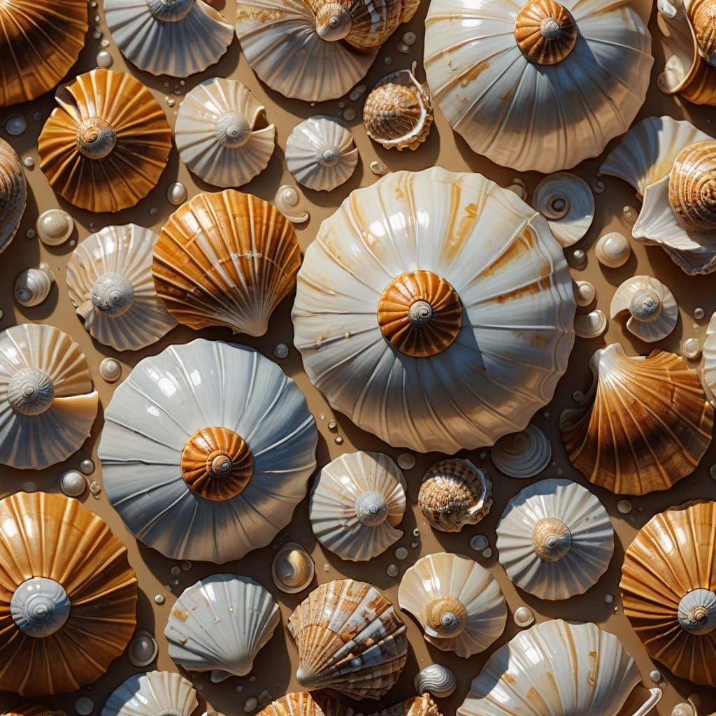 Seashell Yin Yang in Vibrant Oil Painting Style