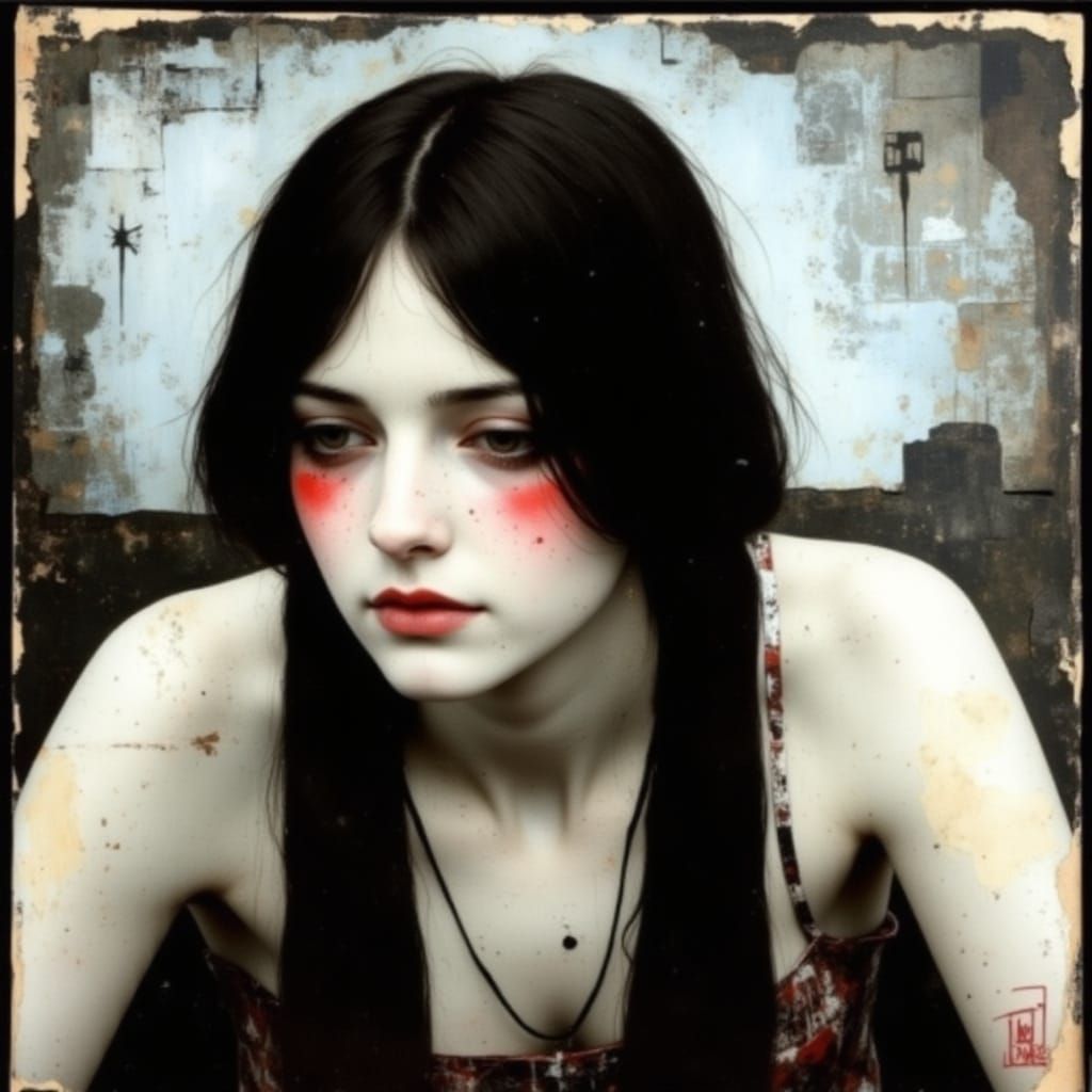 Ethereal Girl in Pastel Bromoil Print Style