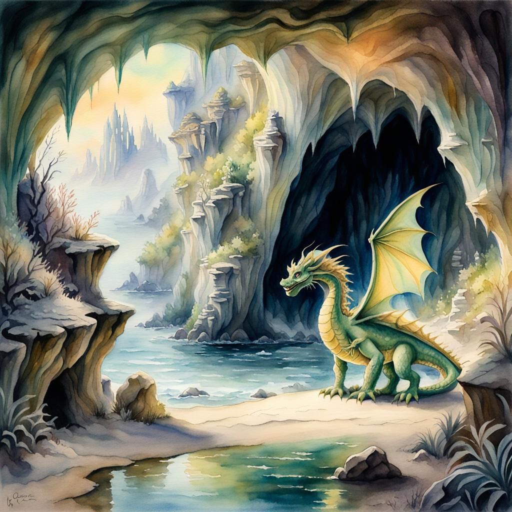 Puff the Magic Dragon Watercolor Illustration