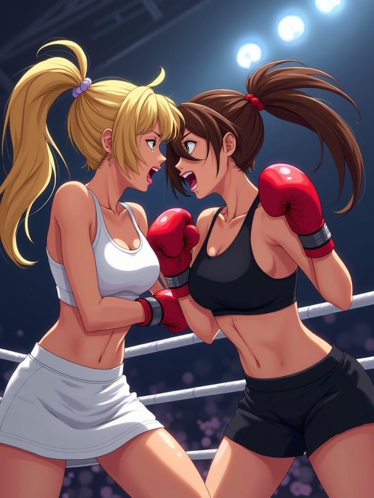 Manga-Inspired Boxing Showdown: Blonde vs Brunette