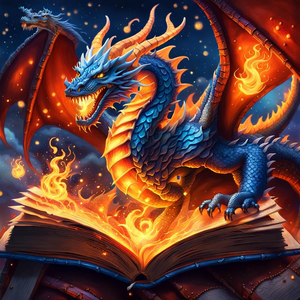 Dragon Emerges into Fire World: Fantasy Illustration