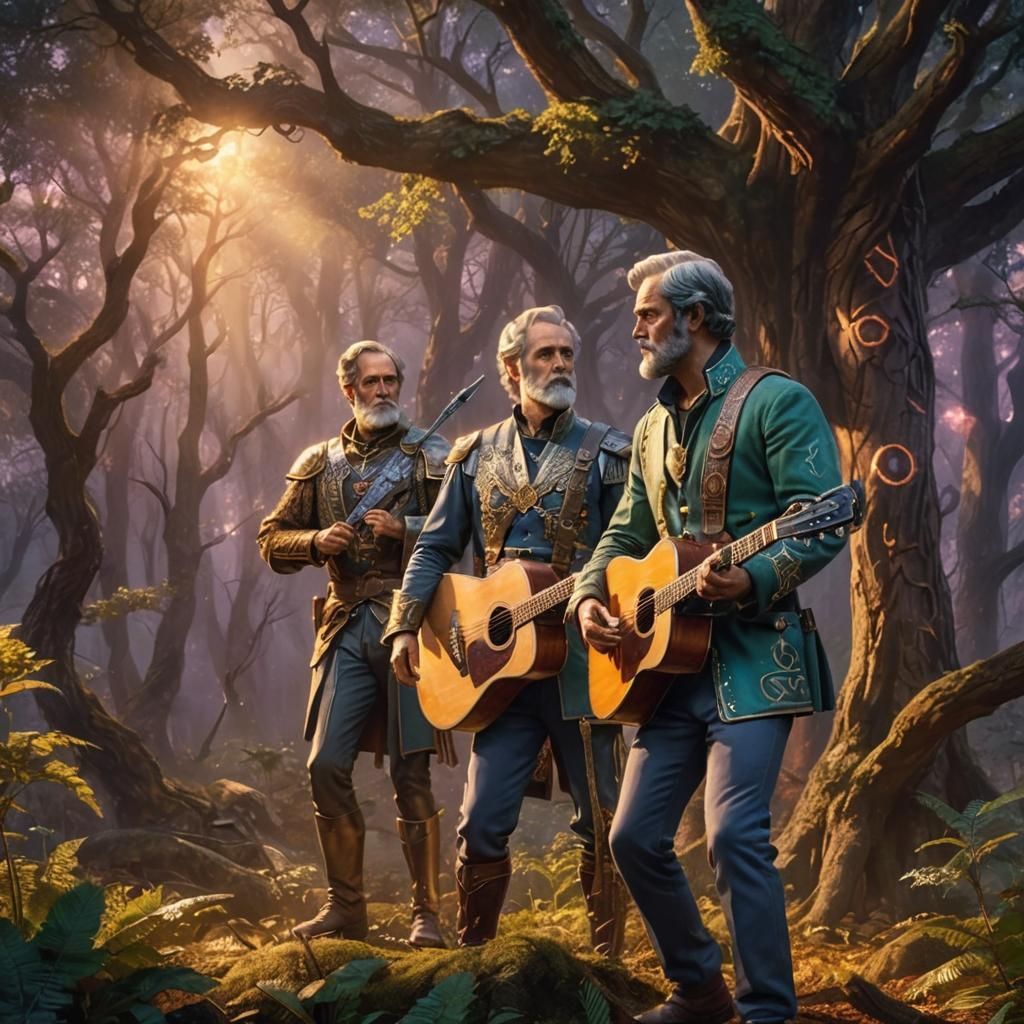 Heroic Figure in Mystical Forest: Fantasy Matte Painting