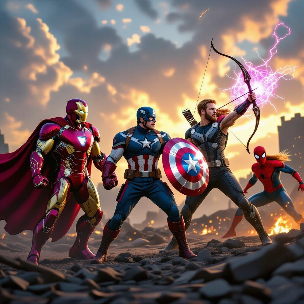 Avengers Assembled on Battlefield, Cinematic Style