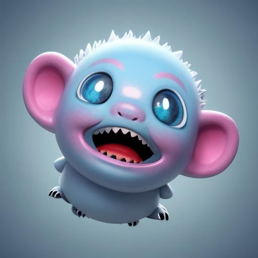 Kawaii Horror: A Cute Monster's Roar in Pastel Colors