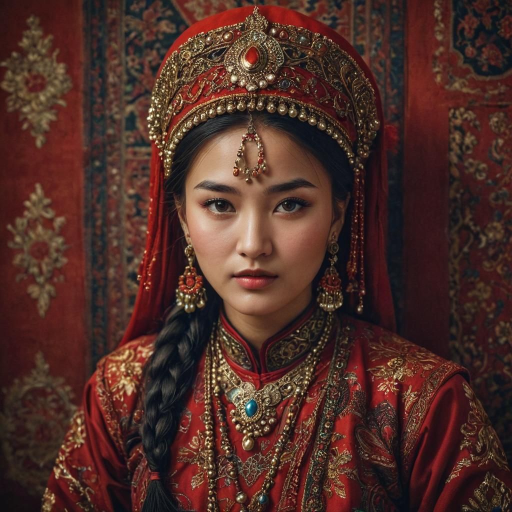 Uyghur Girl in 80s Fashion Photography Style
