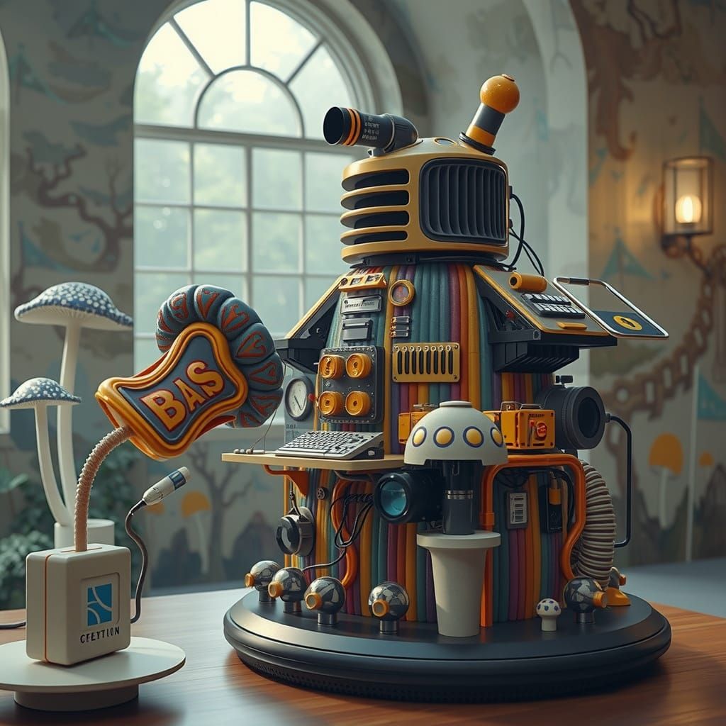 Futuristic Computer Beside Chewing Gum Bungalow