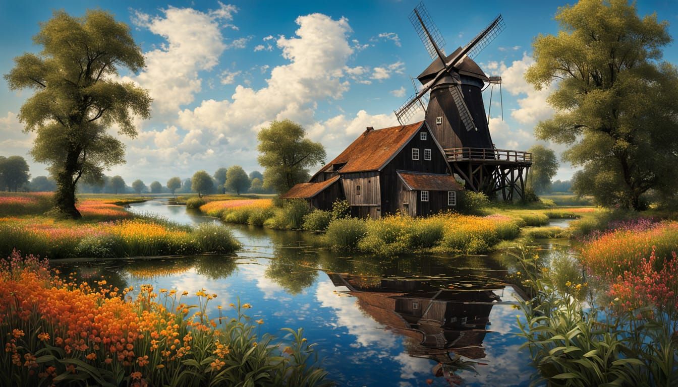 Serene Dutch Landscape in Classical Style