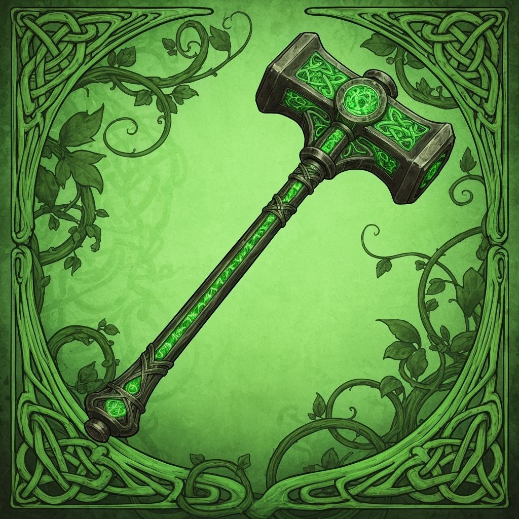 Art Nouveau Iron Hammer with Glowing Runes