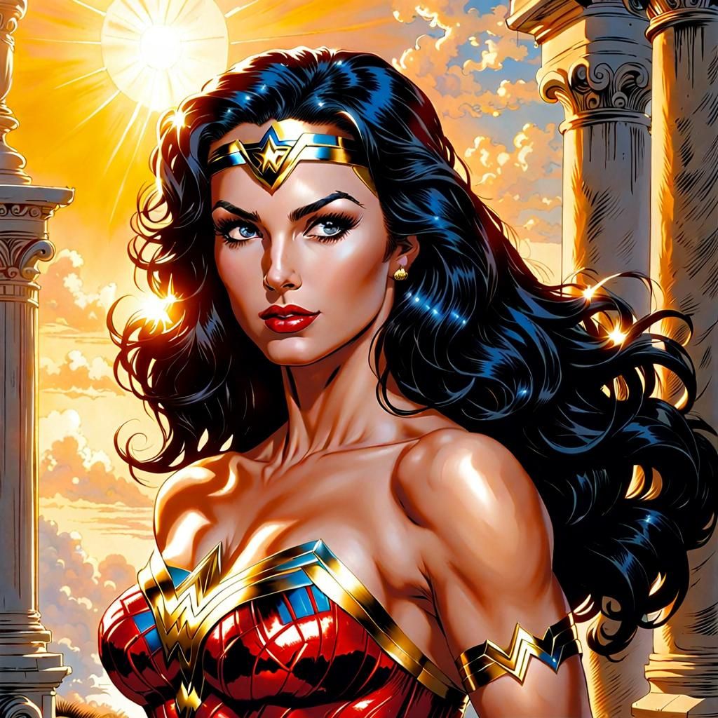 Wonder Woman Portrait in Comic Book Style