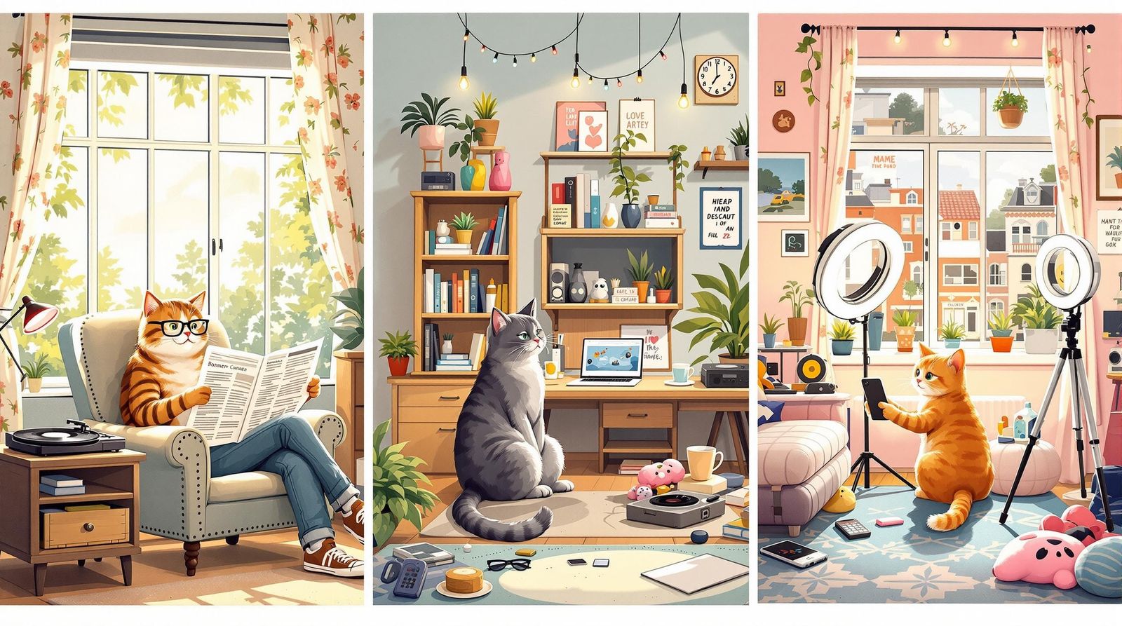 Cats of Different Generations: A Detailed Illustration