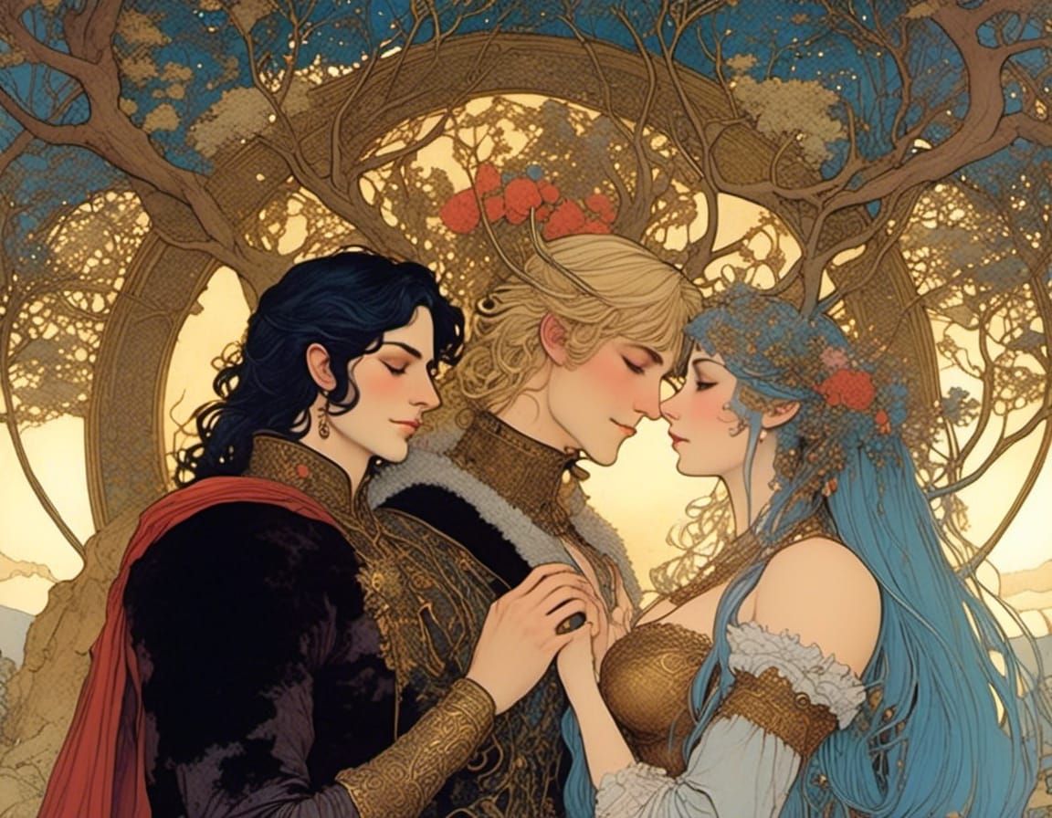 Antlered Lovers in Alpine Meadow Comic Art