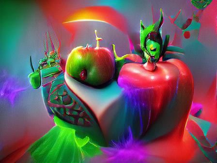 Evil Green Apple Queen: Colorful 3D Art