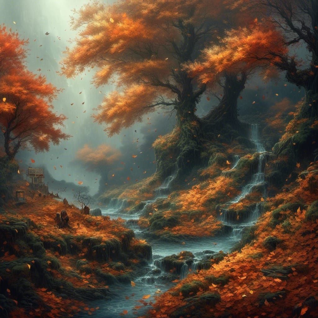 Misty Autumn Rain: Seasonal Transformation