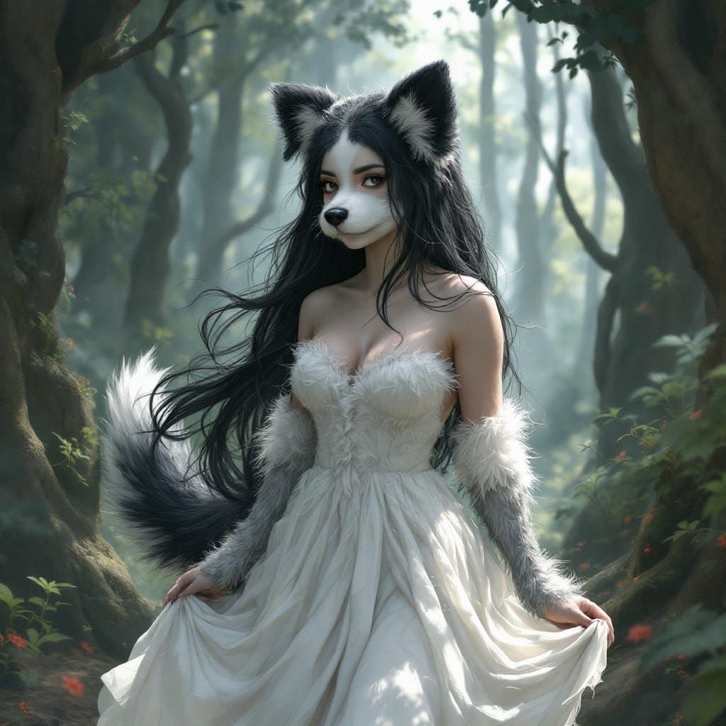 Dog Hybrid Transformation in Whimsical Forest Art