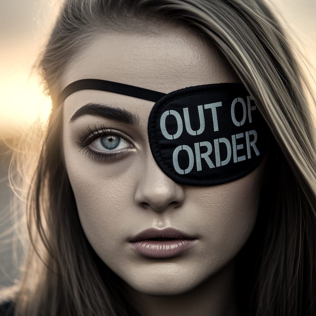 Gorgeous Young Woman with Eyepatch in Dramatic Close-up