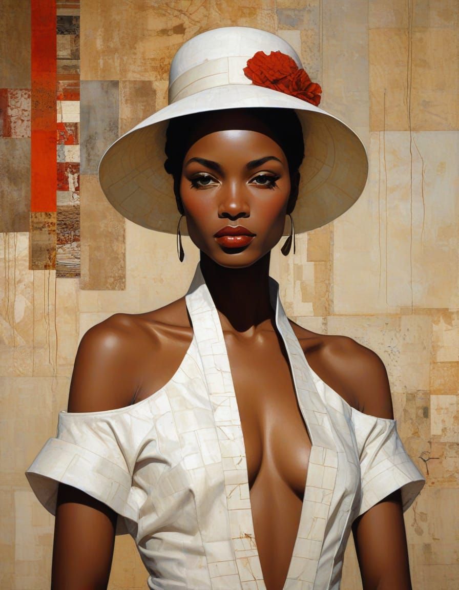 Elegant Portrait in Style of Schiele and Leyendecker