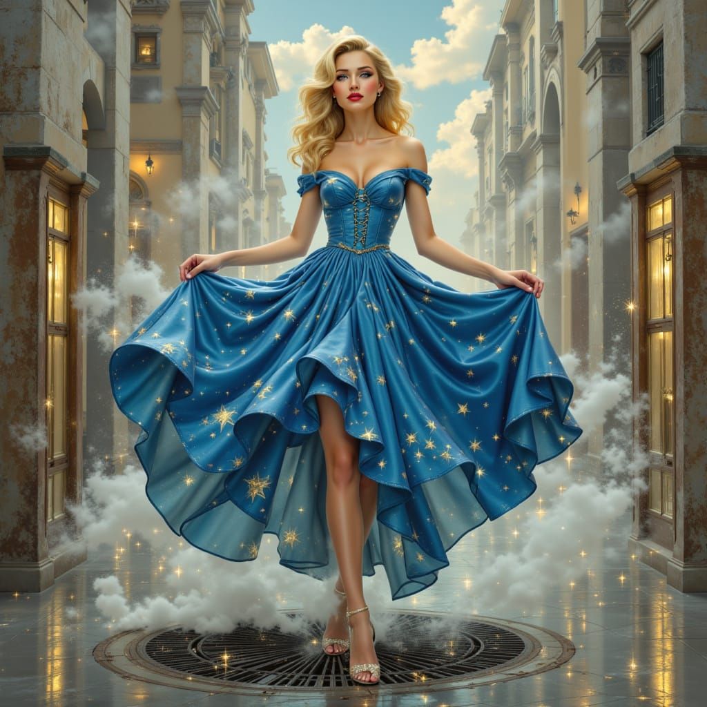 1950s Bombshell in Impressionist Oil Painting