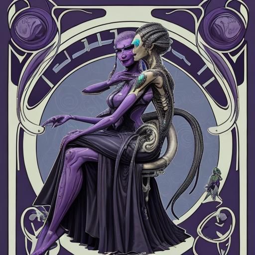 Symbiotic Woman and Alien Playing Cards