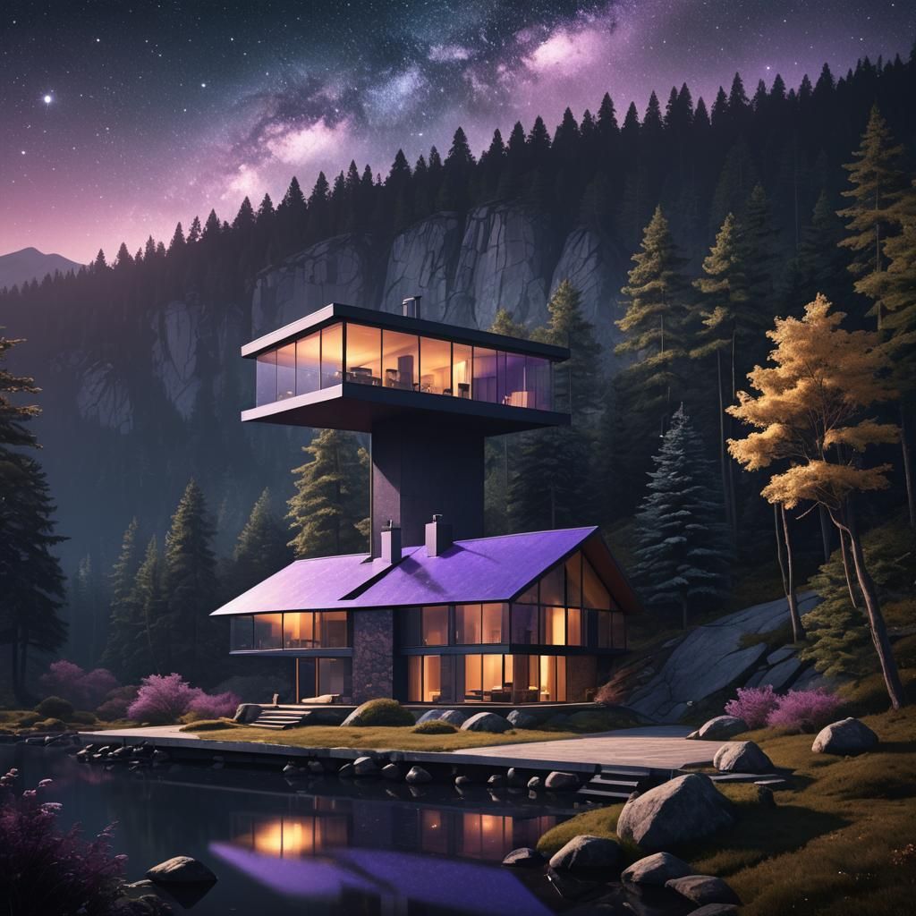 Mountain Cottage in Hyper-Realistic Matte Painting Style
