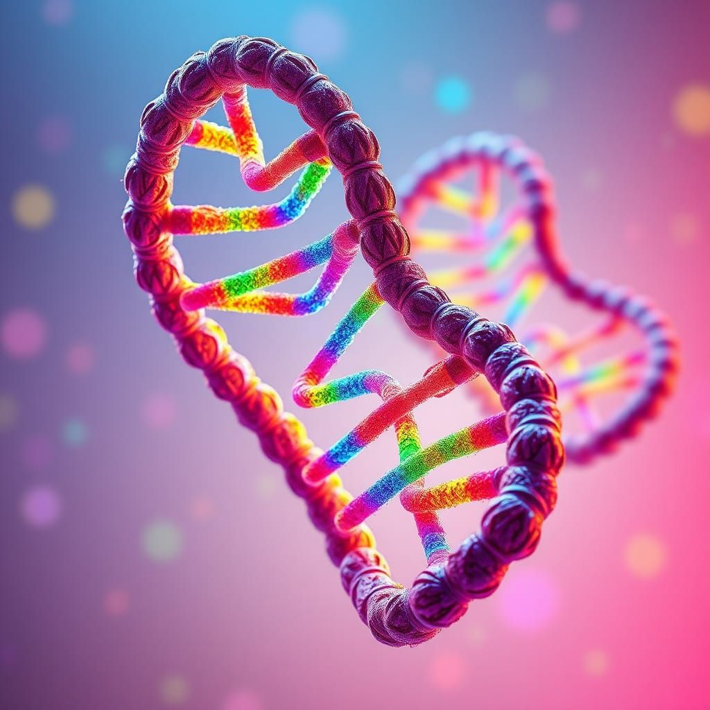 Rainbow DNA Close-Up: Hyperrealistic Rendering