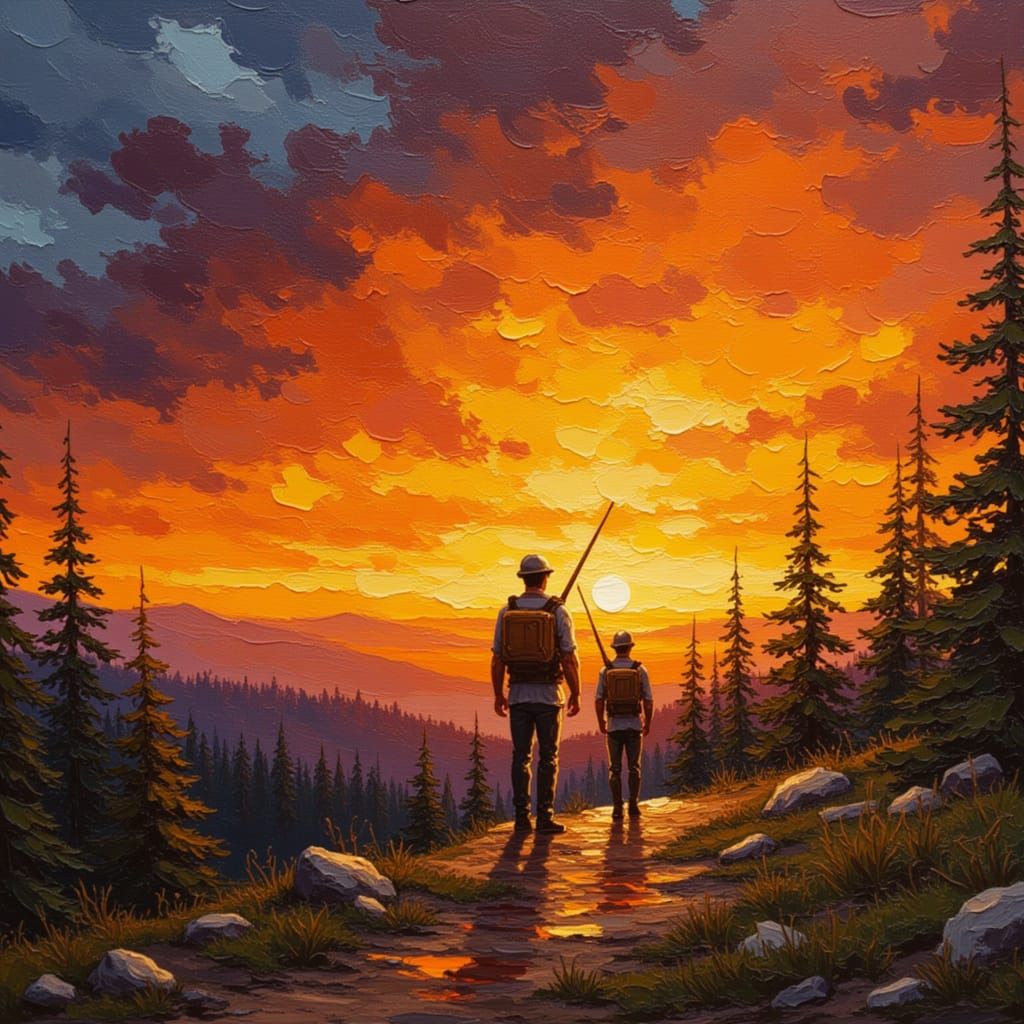 Fiery Surreal Figure in Impasto Style