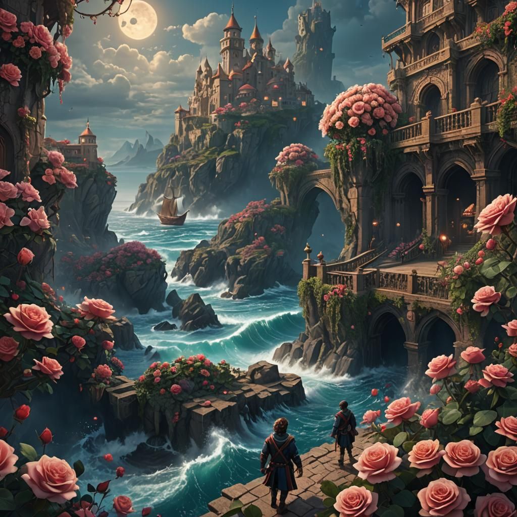Renzo and the Roses of Algamar Ocean: Matte Painting