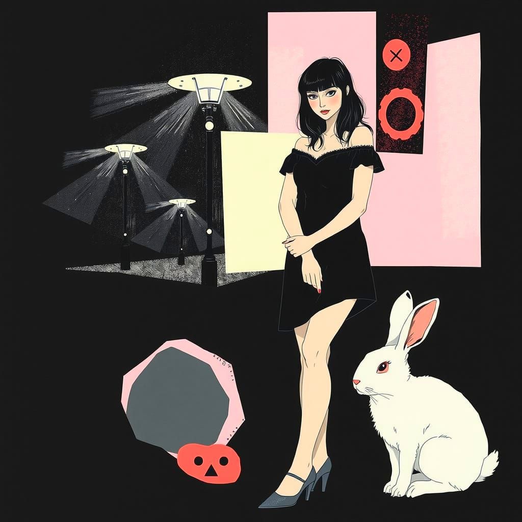 Street lamp and rabbit