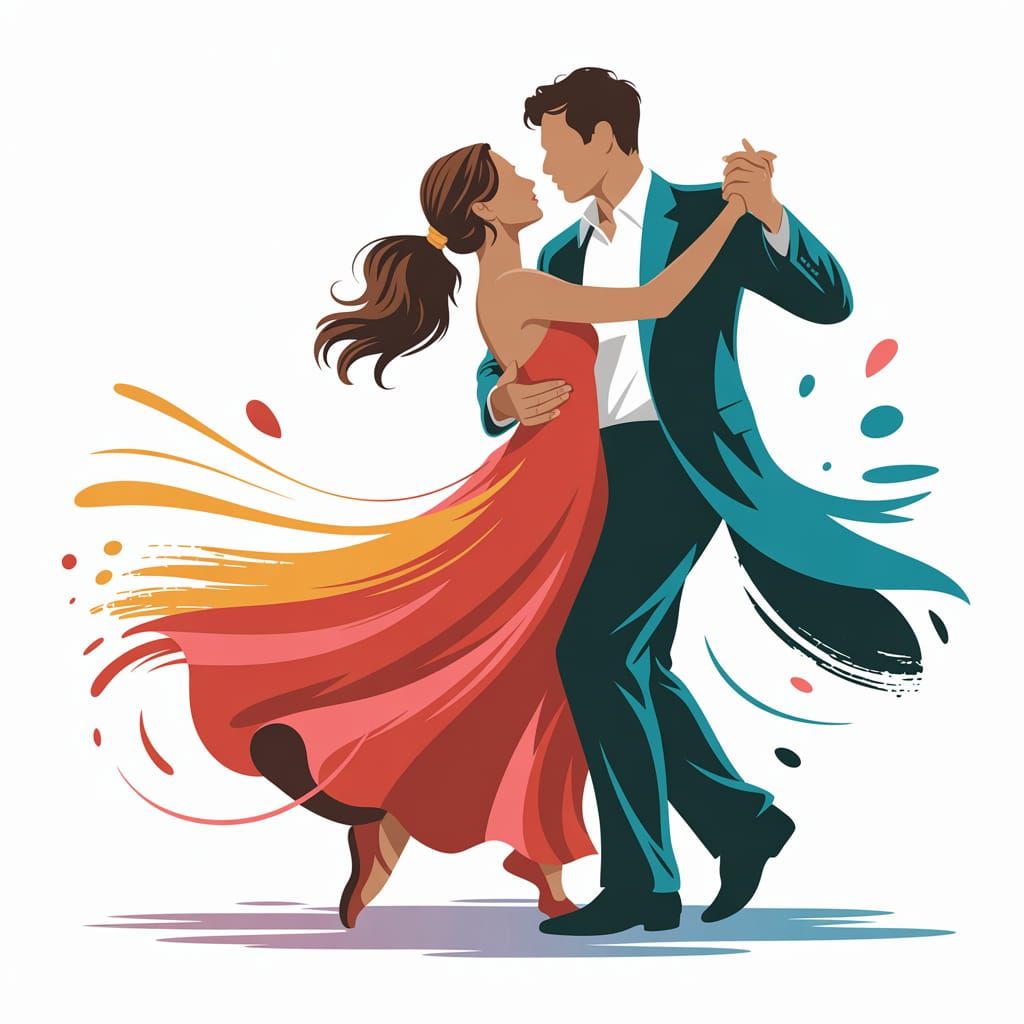Passionate Dancing Couple in Vector Art Design