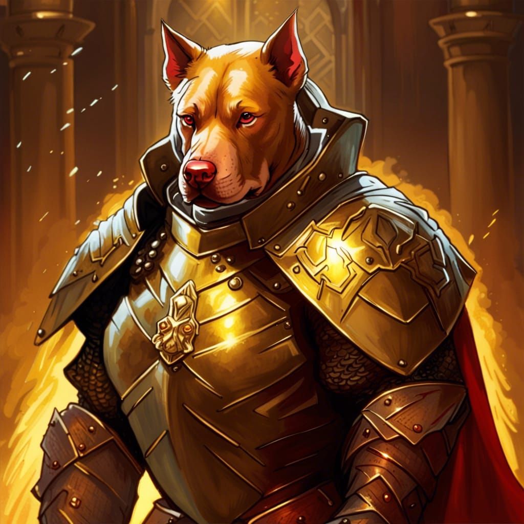 Dogfolk Pitbull War Cleric with Dragonscale Shield