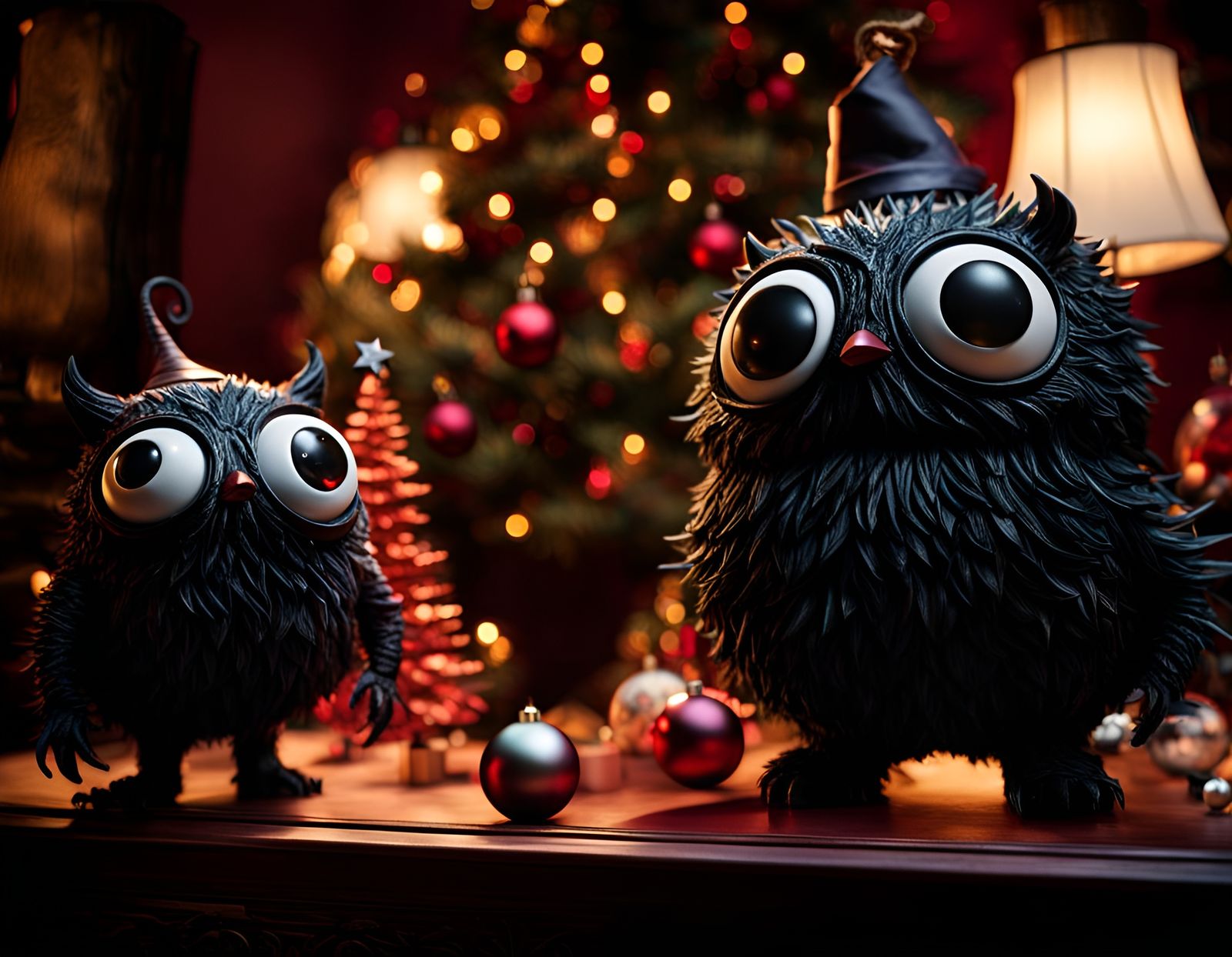 Spooky Christmas Monsters in Burtonesque Style