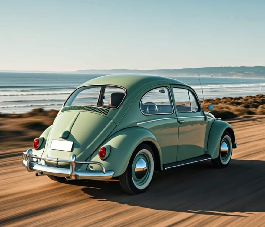Volkswagen Type 1 Driving Towards the Coast