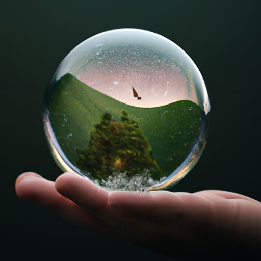 Tree and Moon in Water Bubble