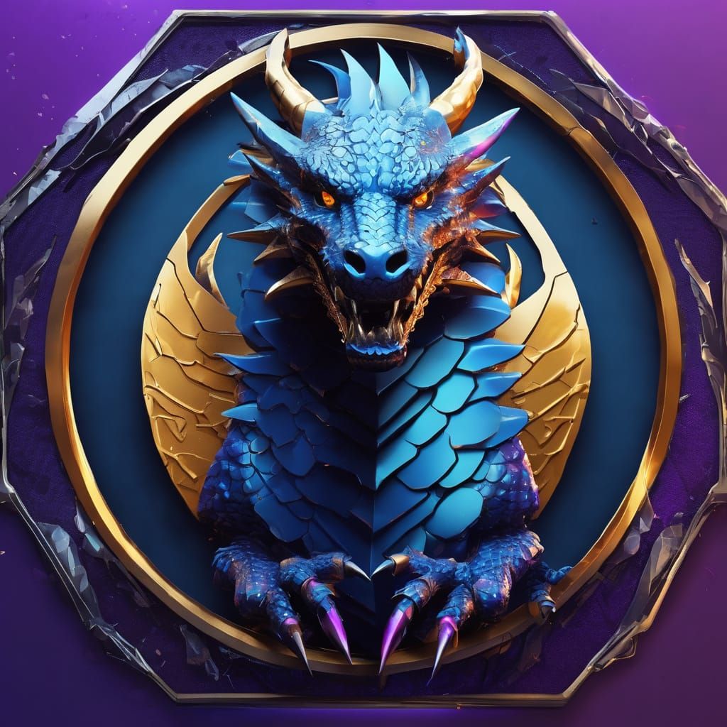 Silver Dragon on Shield: Fantasy Concept Art