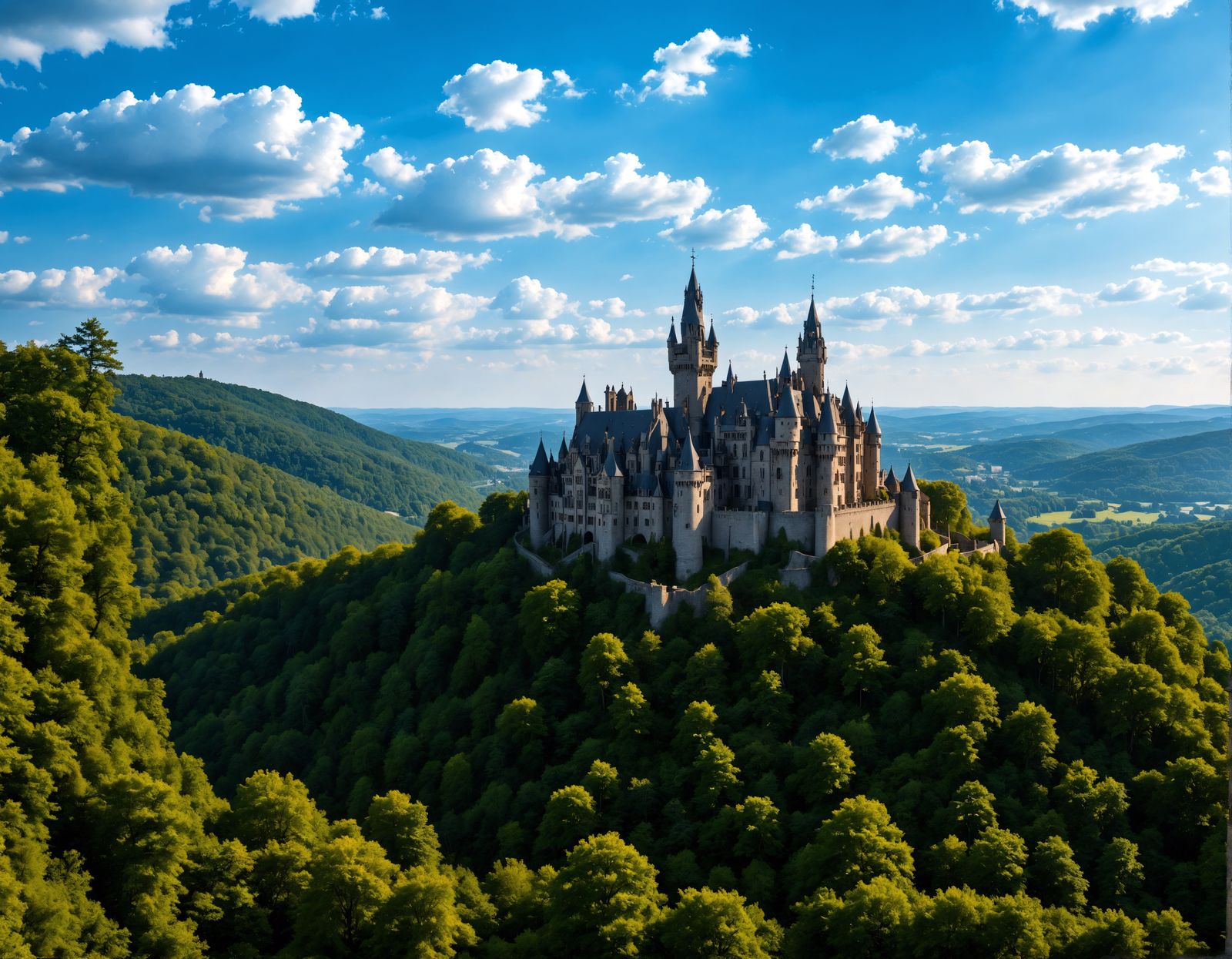 Gothic Castle on Forest Hill: Hyperrealistic Rendering