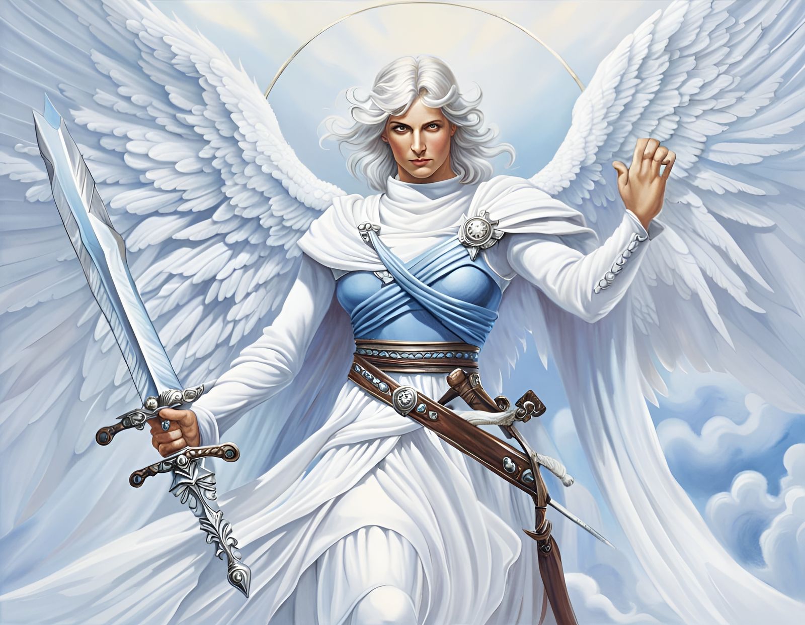 Fantasy Angel with Sword in Card Game Art Style