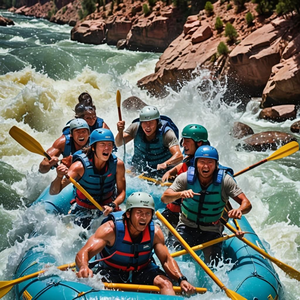 Rafters Brave Grand Canyon Rapids in Action Portrait