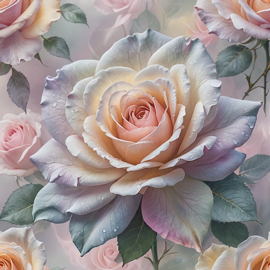 Abstract Rose with Translucent Petals: Airbrush Art