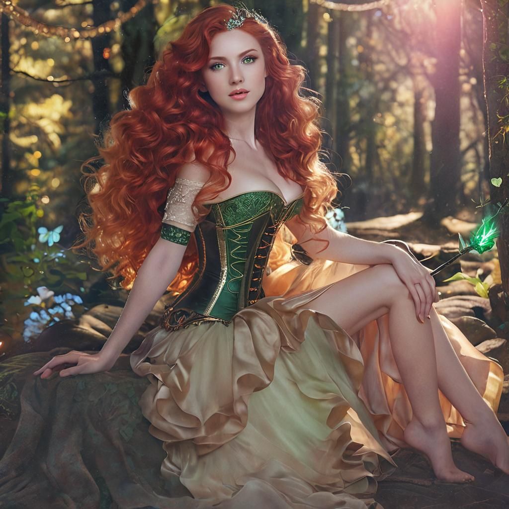 Elf High Priestess in Forest with Magical Staff