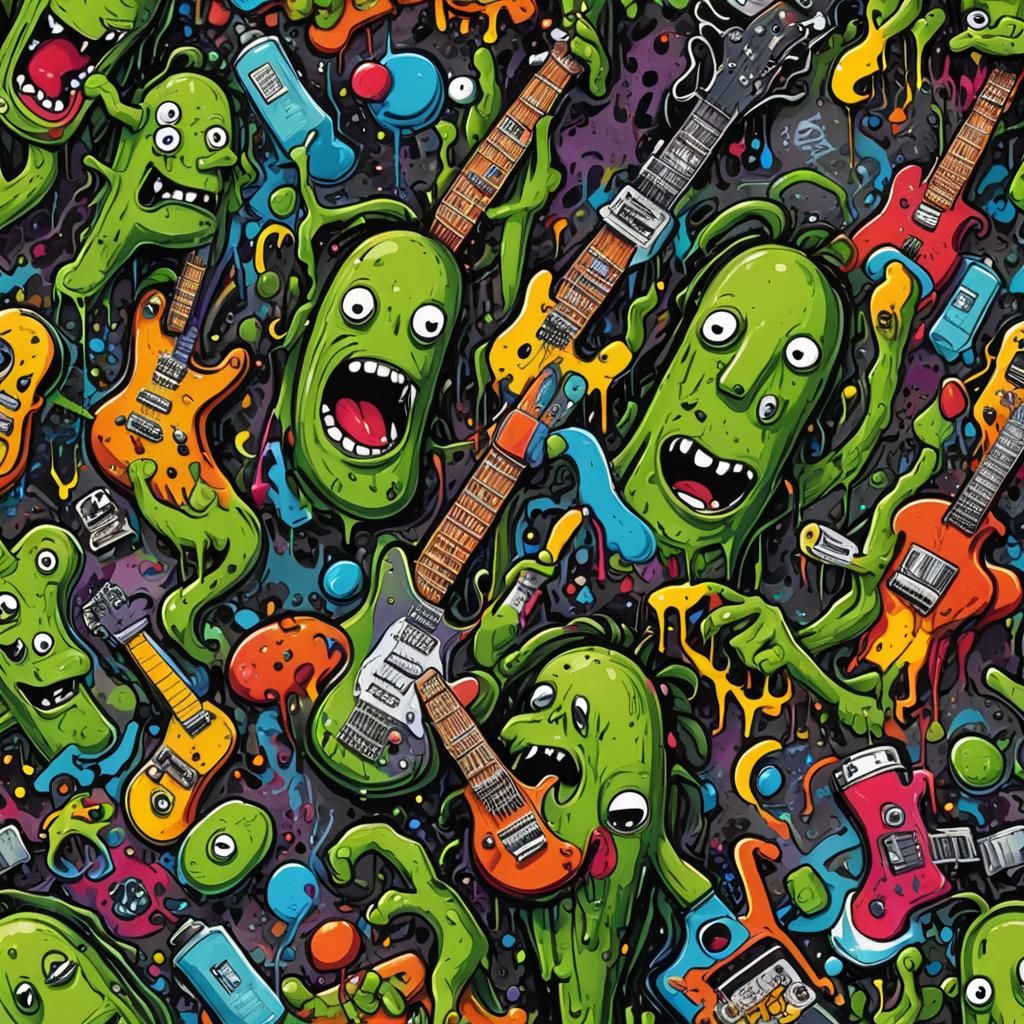 Pickle Rock Band Album Cover in Graffiti Art